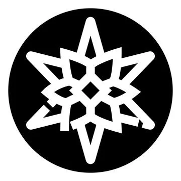 Circular logo with star and tuning fork elements Stock Illustration