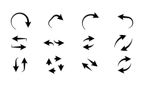 Circular Loop and Reciprocal Exchange Arrow Icon Pack Stock Illustration
