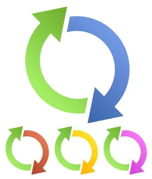 Circular, looped, rotating arrows for spin, twist, rotation, exchange, sync,  Stock Illustration