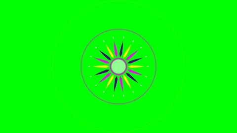 A circular mandala design featuring vibrant radiating spokes on green screen Vídeo Stock 341839239