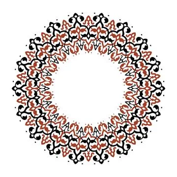 Circular mandala-like design with intricate repeating patterns Illustrazione stock