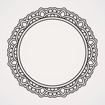 Circular mandala flowers form a frame. suitable for henna, tattoos, photos,.. Stock Illustration