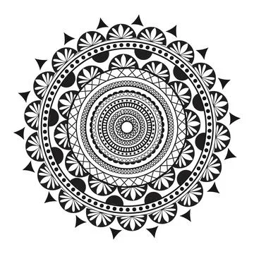Circular Mandala Pattern Design used as Mehndi or Anti-Stress Coloring Page. Illustrazione stock