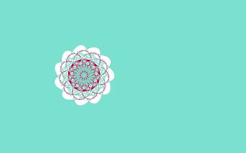 Circular mandala with red and teal web on turquoise background Stock Illustration