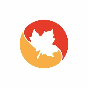 Circular maple leaf logo template on white background vector stock イラスト素材