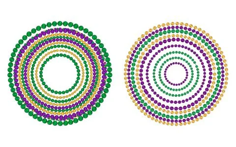 Circular Mardi Gras Beads Vector Frame in Holiday Colors Stock-Illustration