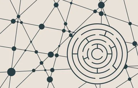 Circular maze black on a white background Stock Illustration