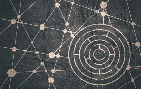 Circular maze black on a white background Stock Illustration