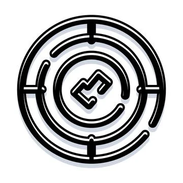 Circular maze with central target symbol Stock Illustration