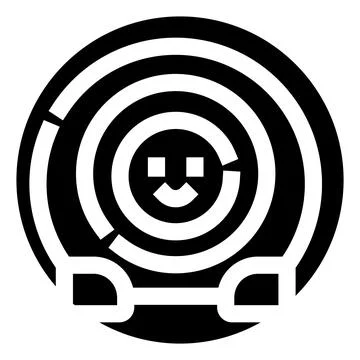 Circular maze with cheerful face expressing strategy and puzzle solving 库存插图