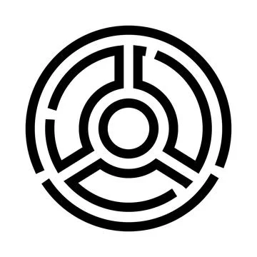 Circular maze icon with abstract geometric path Stockillustratie
