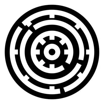 Circular maze icon representing challenge and solution path Illustrazione stock