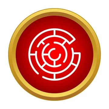 Circular maze labyrinth finding solution challenge icon 스톡 일러스트