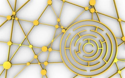 Circular maze. Network concept Stock Illustration