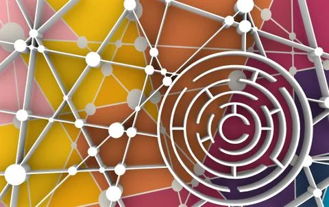 Circular maze. Network concept Stock Illustration