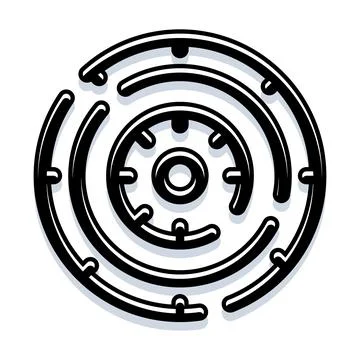 Circular maze path leading to solution concept Stock Illustration