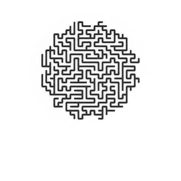 Circular maze puzzle with black lines on white background イラスト素材