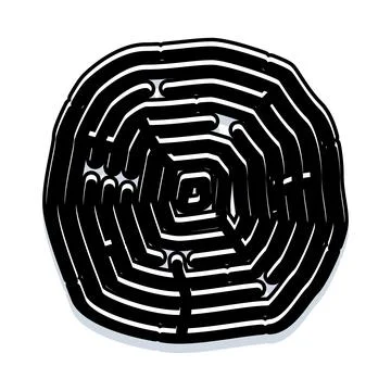 Circular maze puzzle complex labyrinth challenge Stock Illustration