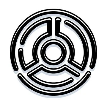 Circular maze puzzle creating solution discovering path Stock Illustration