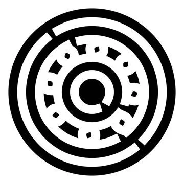 Circular maze puzzle finding solution pathway challenge Stock Illustration