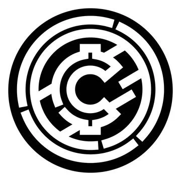 Circular maze puzzle finding solution concept Stock Illustration