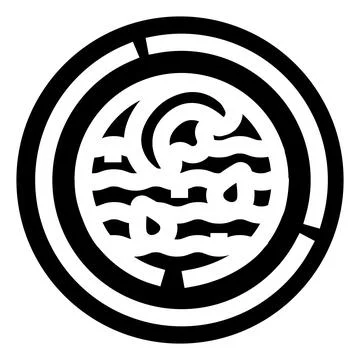 Circular maze symbol visualizing complexity and solution Illustrazione stock