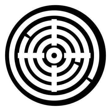 Circular maze target finding the solution path 스톡 일러스트