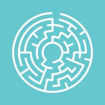 Circular maze, turquoise blue Stock Illustration