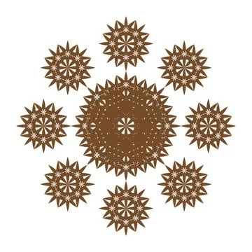 Circular Medallion Artwork Featuring Repeated Petal Motifs Symmetrical Bota.. Illustration