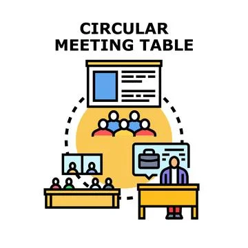 Circular meeting table concept discussing business strategy and teamwork Stock Illustration