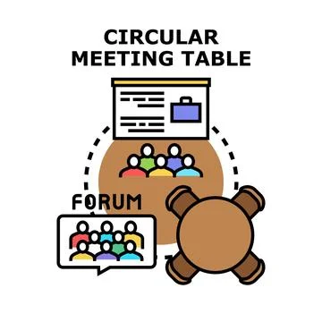 Circular meeting table concept for discussion process Stock Illustration