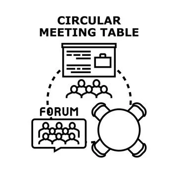 Circular meeting table concept for discussion process Stock Illustration