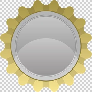 Circular metallic object with a corrugated edge, reflecting light, presente.. Stock Illustration