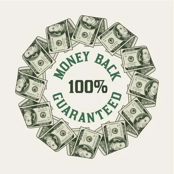 Circular money frame with folded in half US dollars bills, copy space Illustrazione stock