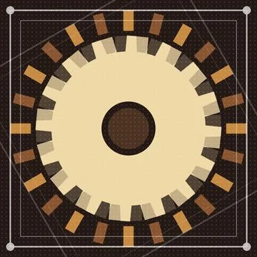 Circular mosaic tile pattern with geometric border and neutral center Stock Illustration