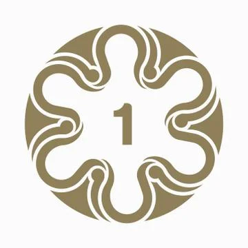 Circular motif decorative art design template. Number one element for design, Stock Illustration
