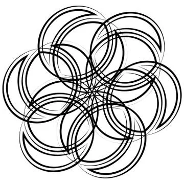 Circular motif, element in black and white. Vector art. Illustrazione stock