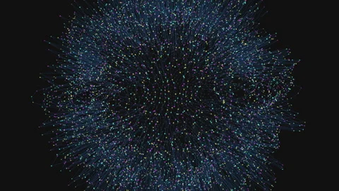 Circular motion 3d brain of moving blue and white dots Stock Footage 251944162