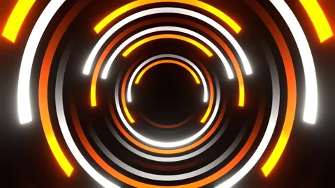 Circular Motion of Orange and White Neon Lines Background VJ Loop in 4K Stock Footage 304534015