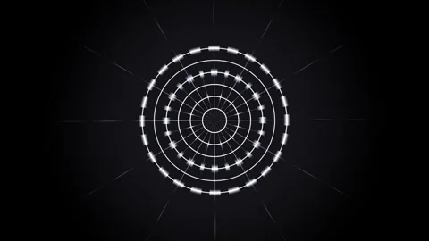 Circular motion pattern with lines and circles on a dark Stock Footage 338131391