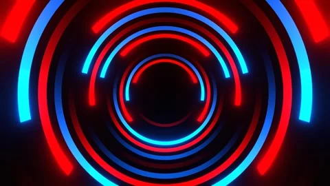 Circular Motion of Red and Blue Neon Lines Background VJ Loop in 4K Video stock 300773522