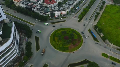 Circular motion, rush hour roundabout traffic in hanoi Stock Footage 242408158