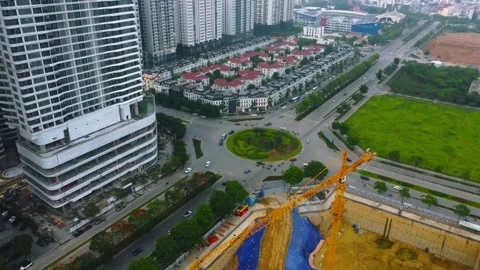 Circular motion, rush hour roundabout traffic in hanoi Stock Footage 242408349