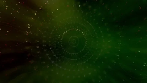 Circular movement of colourful binary numbers Stock Footage 229616419