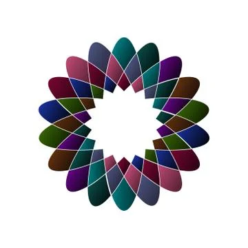 Circular multicolored pattern. Spirographic symbol. Logo in the form of a Stock Illustration