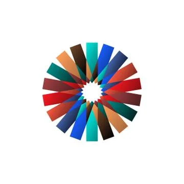 Circular multicolored pattern. Spirographic symbol. Logo in the form of a Stock Illustration