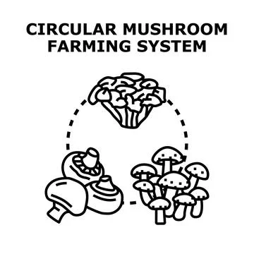 Circular mushroom farming system concept illustration Stock Illustration