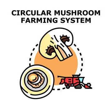 Circular mushroom farming system concept illustrating sustainable agriculture Stock Illustration