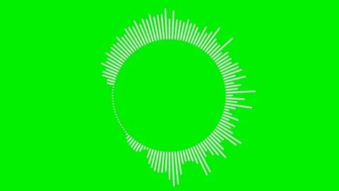 Circular music spectrum visualizer with thin white lines on green screen Stock Footage 329552049