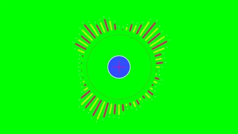 Circular music visualizer spectrum element on a bright green background scree Stock Footage 341839638